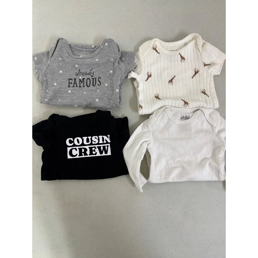 Baby Bodysuit 4 Pack 0 3 Months Giraffe Famous Cousin Crew‎